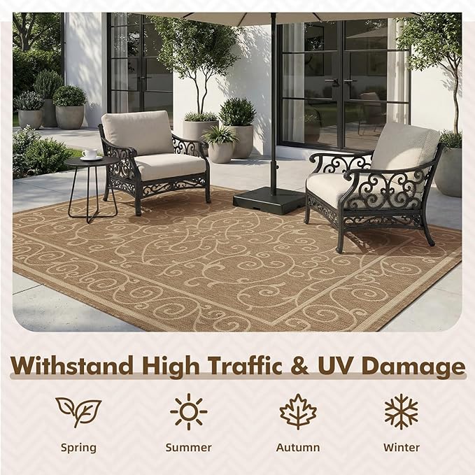 MontVoo-Outdoor Rug-Patio Rug 6x9 ft Polypropylene Indoor Outdoor Rugs Outdoor - Image 5