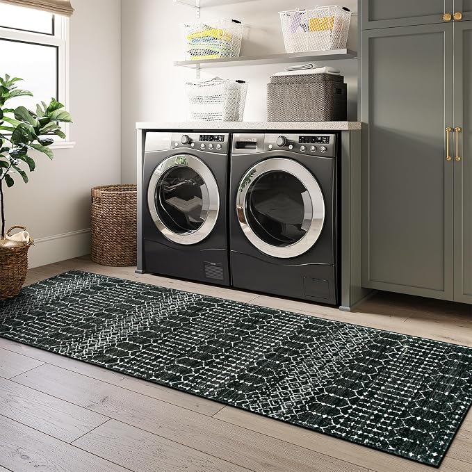 Lahome Moroccan 2x6 Black Runner Rug Non-Slip, Kitchen Rug Runner Washable - Image 6