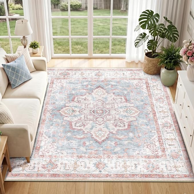 CAPALOCA Machine Washable Rugs Nursery Rug Sq6ft Cute Girl Non Slip Low Pile - Image 2