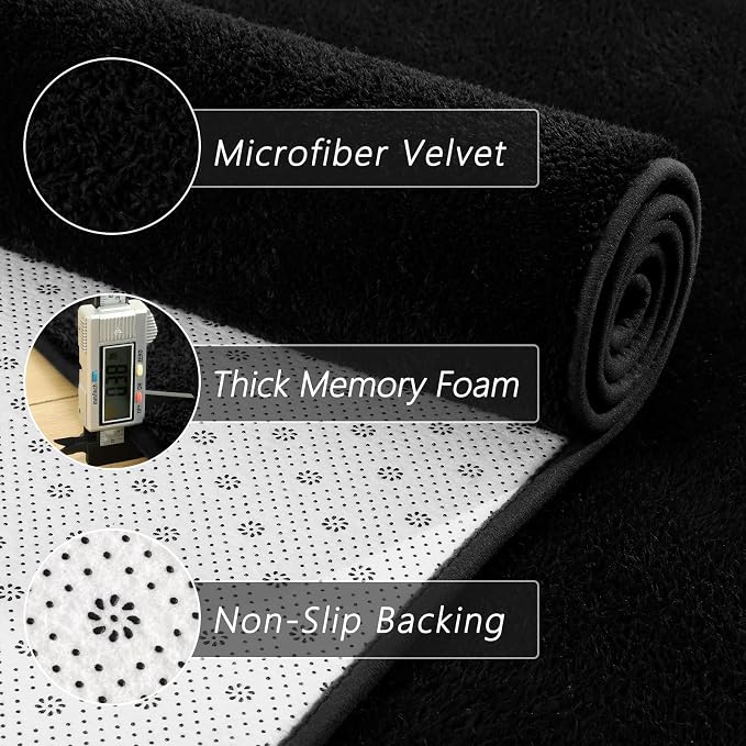 4x6 Feet Black Area Rugs for Bedroom, Indoor Washable Memory Foam Rug for - Image 4