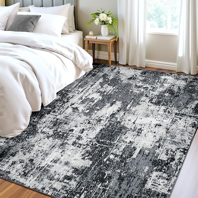 RELEANY Washable Area Rugs 4'x6' Non-Slip Modern Abstract Soft - Image 3