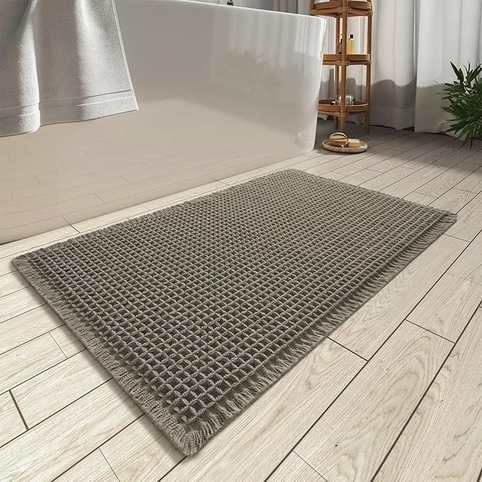 AMOAMI Upgraded Waffle Bath Mat, Super Absorbent Non Slip Bath Mats by AMOAMI