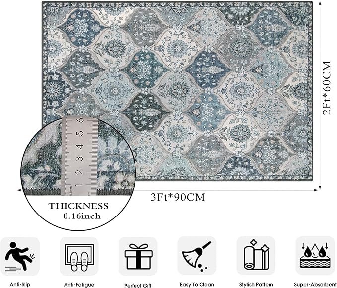 Lahome Moroccan Trellis Front Door Mat Indoor Entrance, 2x3 Rugs - Image 2