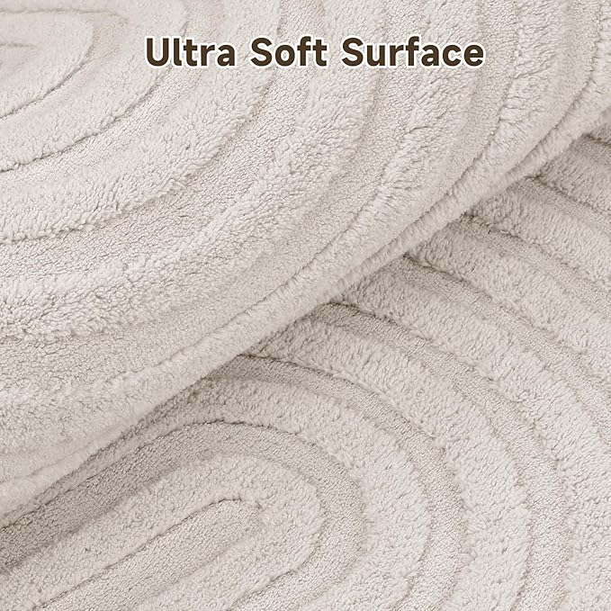 Pauwer 3x12 Washable Area Rugs for Living Room Modern Beige Solid Color Soft - Image 3