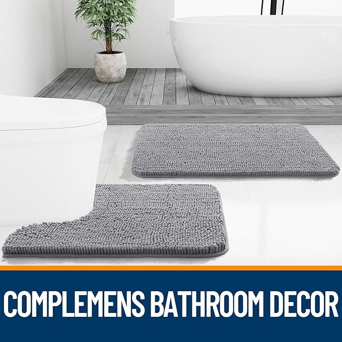 OLANLY Toilet Rugs U-Shaped 20x20, Extra Soft Absorbent Chenille Contour - Image 7