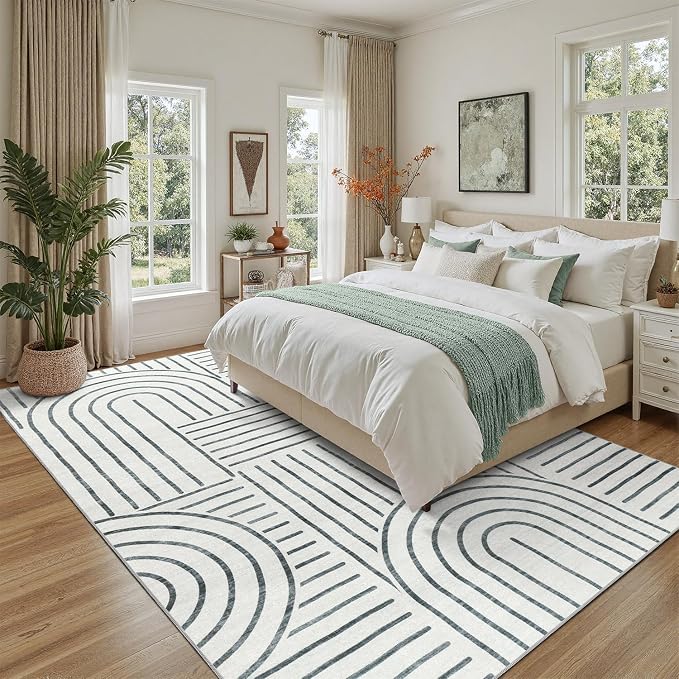 DCX Abstract Machine Washable 9x12 Rug, Soft Low Pile Non Slip Carpet, Kid & - Image 2