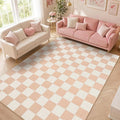 GarveeHome Checkered Blush Beige Neutral 6x9 Area Rug Washable Geometric Modern by GarveeHome