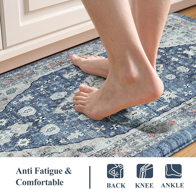 Collive Boho Kitchen Floor Mats, Cushioned Anti Fatigue Kitchen Runner Rugs - Image 3