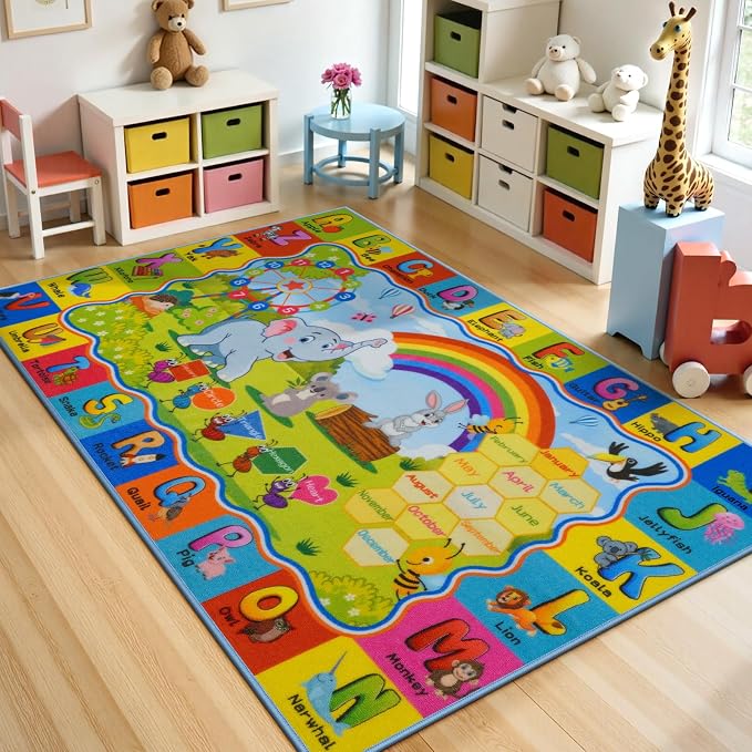 STARUIA ABC Kids Rug for Playroom, Non-Slip Educational Toddler Rug for by STARUIA