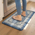 Collive Boho Blue Kitchen Mats Cushioned Anti Fatigue Mats, Non-Slip Kitchen by Collive