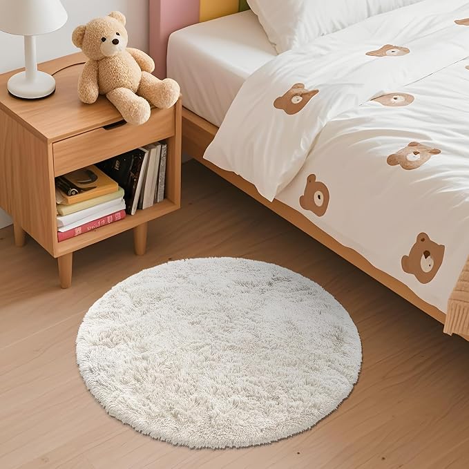 OLANLY Ivory Round Rugs for Bedroom - Image 3