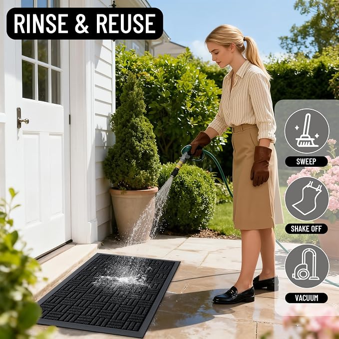 OLANLY Front Door Mat Outside Entrance 59x34, Heavy Duty Sturdy Natural Rubber - Image 8