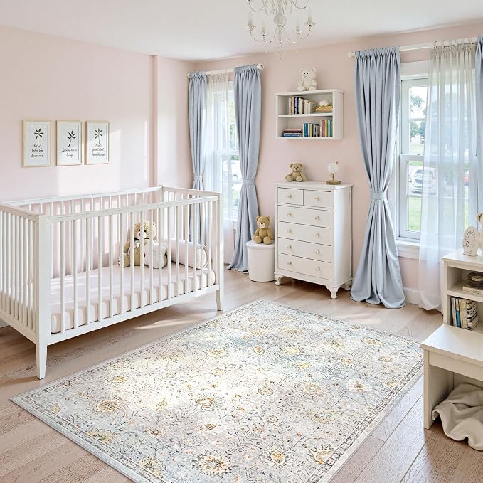 Lahome Flavie Boho Light Blue Area Rug 5x7 - Image 6