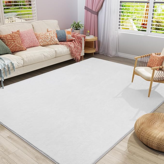 Amearea Modern Area Rugs for Bedroom Living Room, 4x6 Feet White Thickened by AmeareaDirect