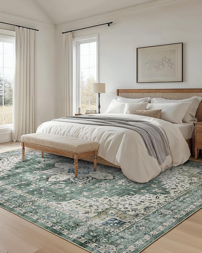 AMADA HOMEFURNISHING 10x14 Washable Area Rug, Low-Profile Large Area Rug - Image 3