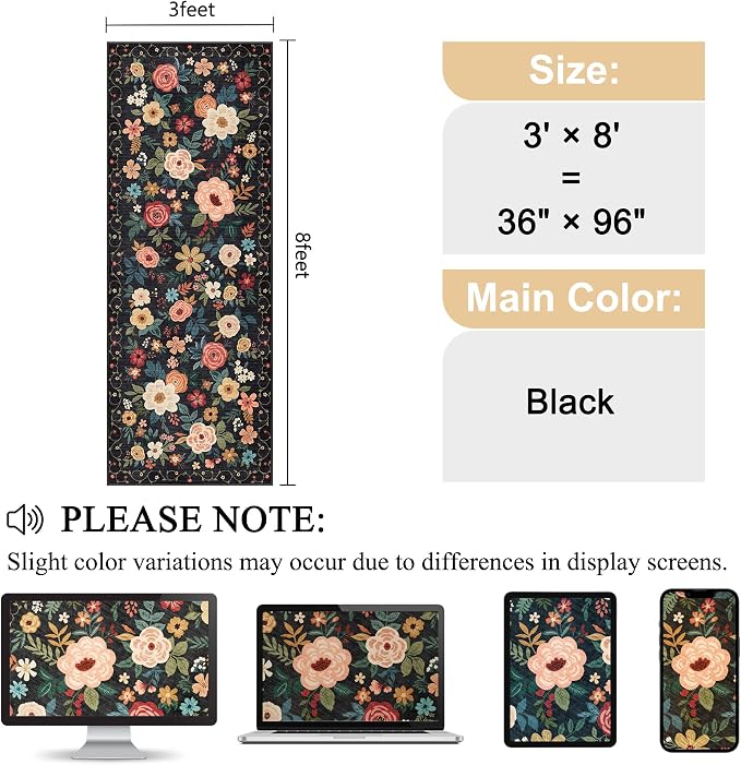 DUKINO 3x8 Runner Rug, Washable Rug - Image 2