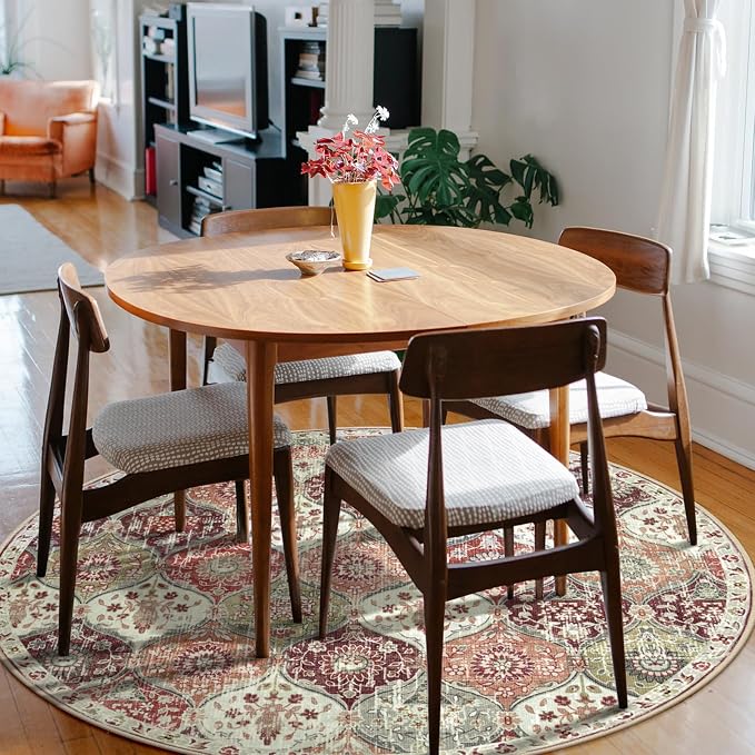 Lahome Moroccan Trellis Washable Round Area Rug, Soft Round Rugs 6ft Ultra-Thin - Image 3