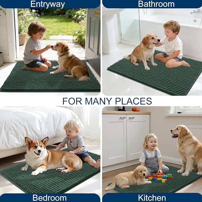 OLANLY Dog Door Mat for Muddy Paws 24x16, Ultra Absorbent Chenille Mud Doormat - Image 8