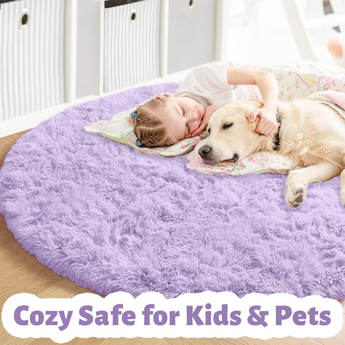 Amdrebio Light Purple Large Round Rugs 8Ft - Image 3