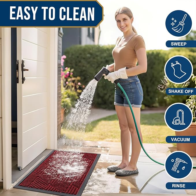 Smiry Front Door Mat Outside Entrance, Heavy Duty Sturdy Natural Rubber Doormat - Image 6