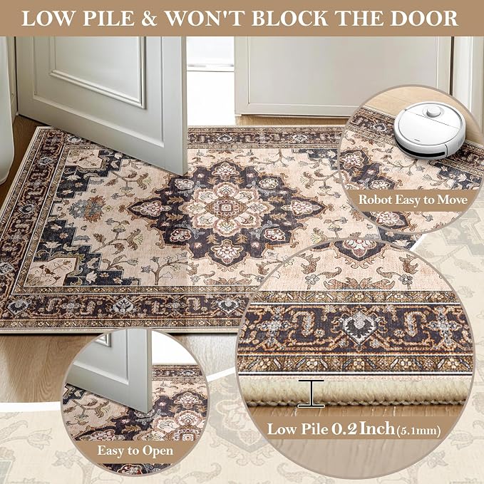 CAPALOCA Machine Washable Rugs Nursery Rug 6x9 Cute Girl Non Slip Low Pile - Image 3