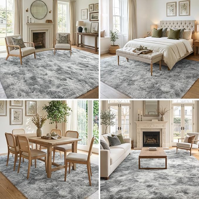 9x12 Ft Extra Large Shag Rugs for Living Room, Tie Dyed Ultra Soft Fluffy Furry - Image 4