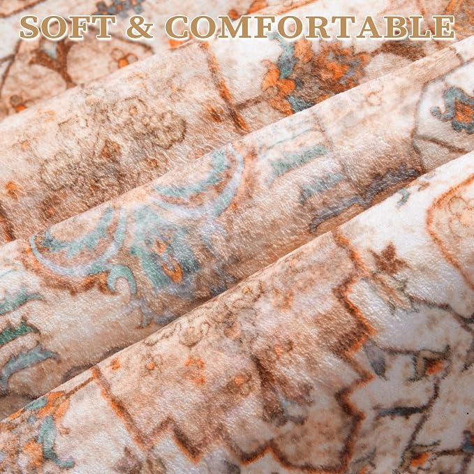 SERISSA Boho Rugs for Entryway, 2x3 Peach Cream Entryway Rug Non-Slip Washable - Image 4