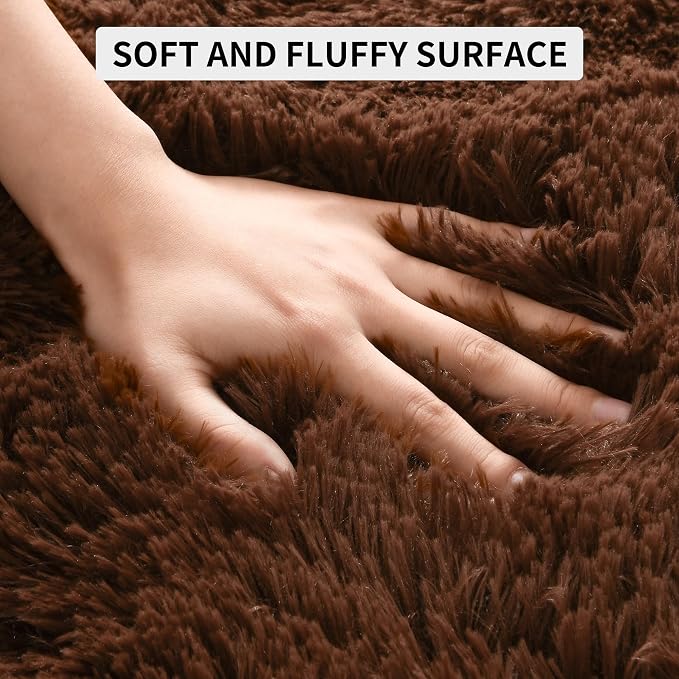 Tepook 5x8 Brown Area Rugs for Living Room Bedroom, Soft Fluffy Plush Shaggy - Image 6