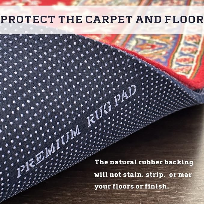 DELLUNA Non-Slip Area Rug Pad 8'x10', 3/8" Thick Double Side Rubber + Felt - Image 7