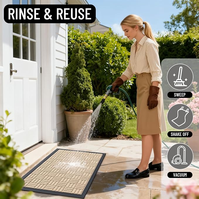 OLANLY Front Door Mat Outside Entrance 33x21, Heavy Duty Sturdy Natural Rubber - Image 8