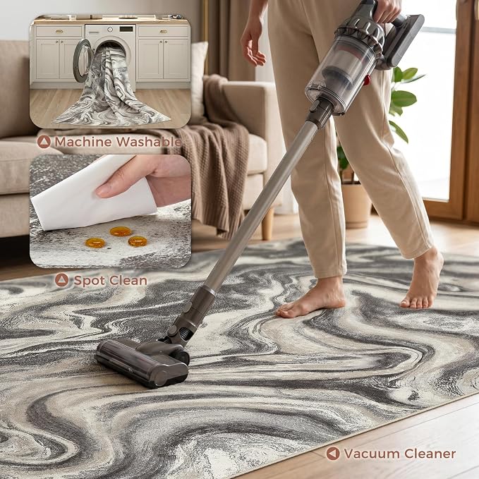 DMOYEST 5x7 Washable Area Rug for Living Room, Non Slip Abstract Rugs, Modern - Image 4