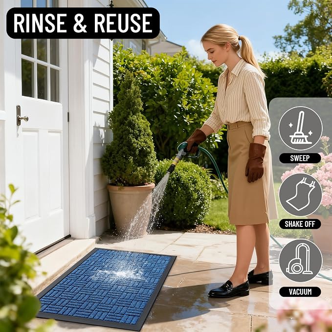 OLANLY Front Door Mat Outside Entrance 35x23, Heavy Duty Sturdy Natural Rubber - Image 7