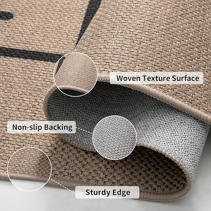 Tangsoo Easy Jute Rug 3x5 for Entryway, Non-Slip Washable Indoor Outdoor Stripe - Image 3