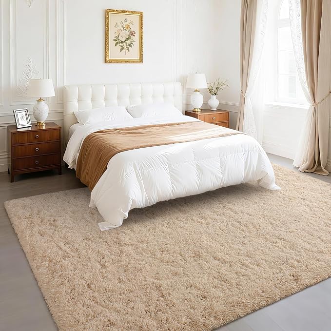 BENRON Fluffy Rugs for Living Room 5x8 Light Tan, Washable Large Area Rugs for - Image 2