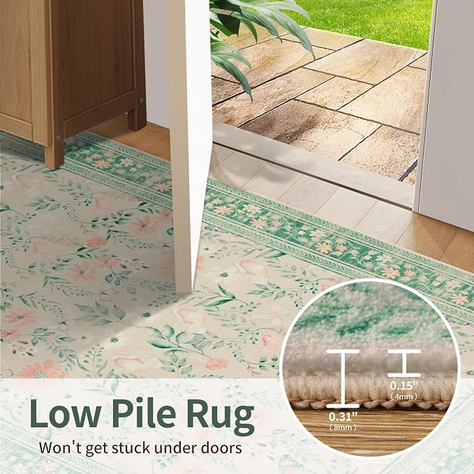 Rugxara Floral Rug for Living Room Bedroom, 4x6 Washable Rug, Large Non Slip - Image 7