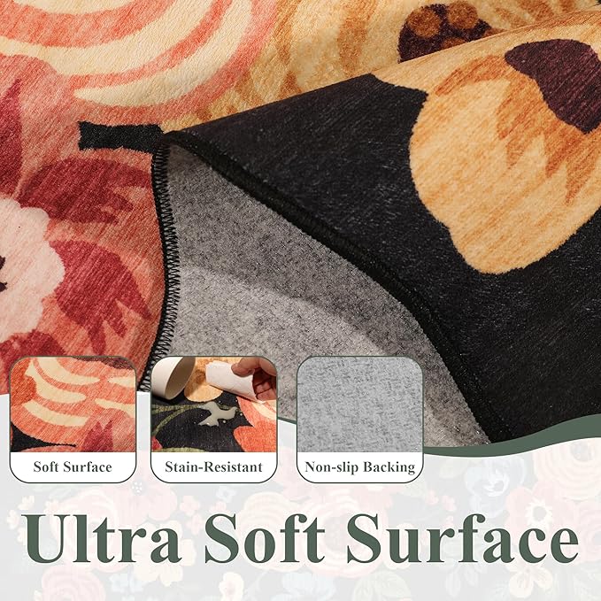 DUKINO 2x3 Entryway Rug, Floral Washable Indoor Door Mat - Image 7
