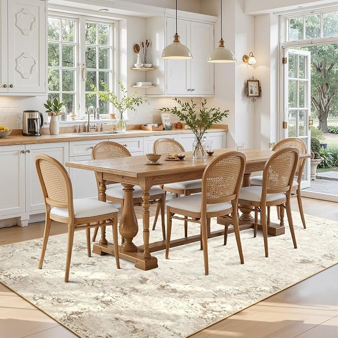 Toneed Abstract Area Rug Modern Washable Rug Soft Non Slip Rug Low Pile - Image 3