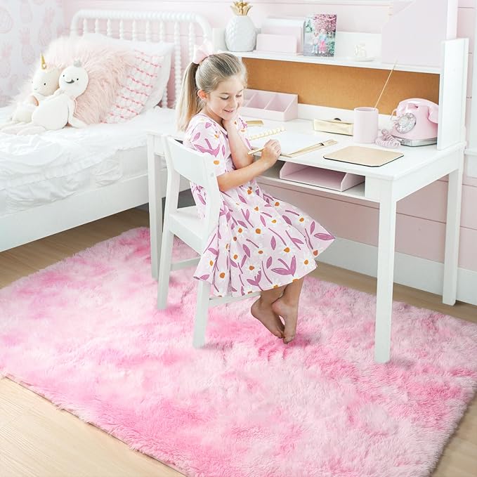 Amdrebio Tie-Dyed Pink and White Area Rugs - Image 3
