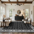 Rugxara 8x10 Washable Area Rug for Living Room, Extra Large Black Vintage Boho by Rugxara