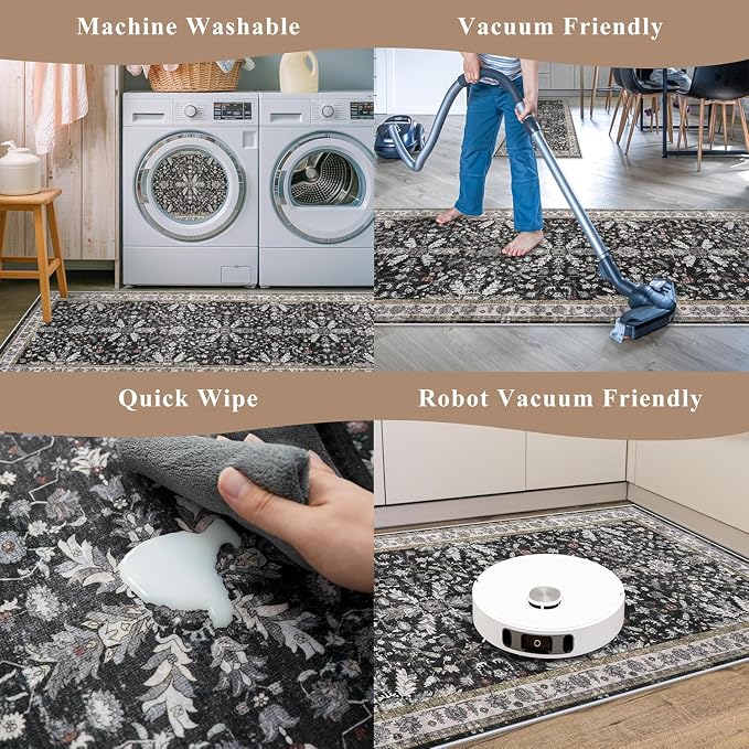Kitchen Rug Sets 4-Piece with Runner – Washable Non-Slip Floor Mats - Image 6