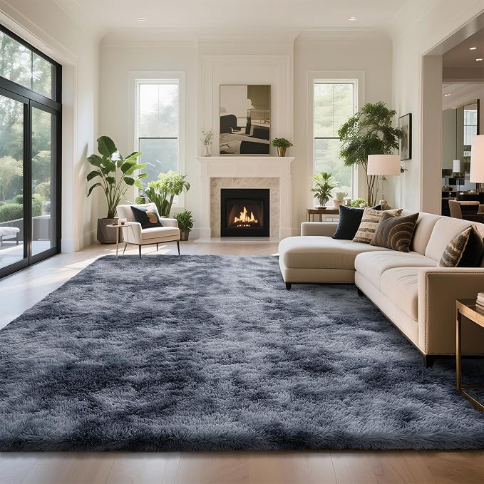 yongyangjuxin Fluffy Rug Shag Area Rug, Mottling Dark Grey 10x14 Area Rugs by Yongyangjuxi