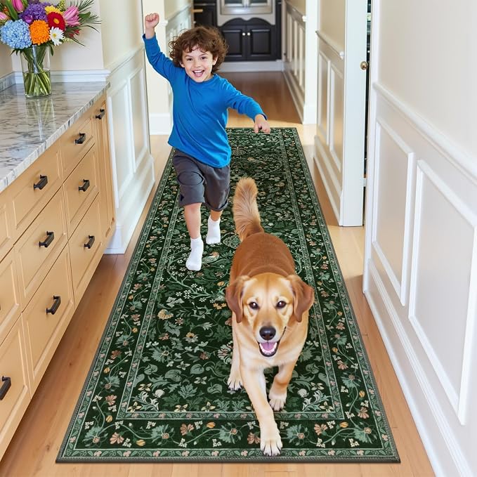 HEBE Washable Hallway Runner Rug 2'x 8' Non Slip Kitchen Rugs Runner, Low Pile - Image 8