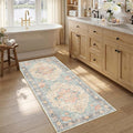 RELEANY Area Rugs Runner 2'6"x5' Washable Non-Slip, Floral Vintage Distress by RELEANY