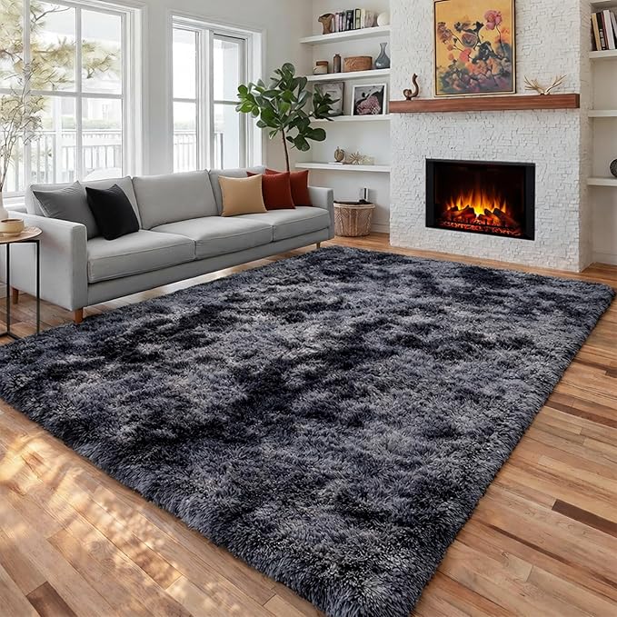 PAGISOFE Area Rugs 9x12 Living Room, Large Dark Grey Shag Rugs by PAGISOFE