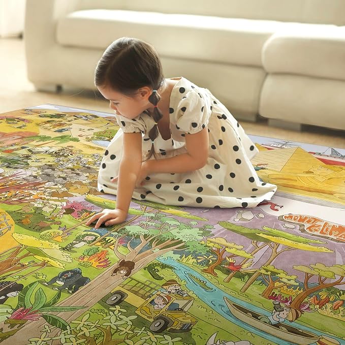 Desert Adventure Kids Rug 5x7 – Safari Animal Map Carpet - Image 3