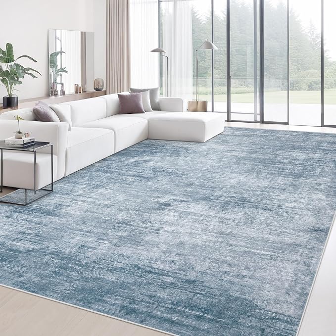 Area Rugs 10x14 Living Room: Washable Rug Modern Abstract Large Rugs Soft Non - Image 8