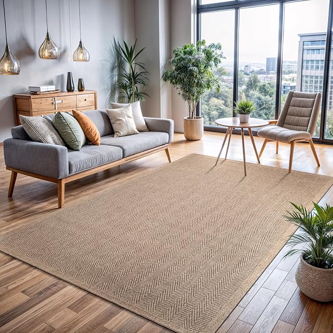 CAMILSON Easy Jute Rug 9x12, Indoor Outdoor Natural Color Fiber Area Rugs - Image 8
