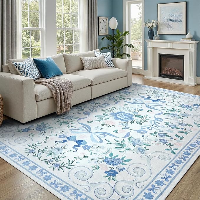 DCX Washable 5x7 Bow Rug, Cute Soft Low Pile Indoor Décor Carpet, Kid & Pet - Image 2
