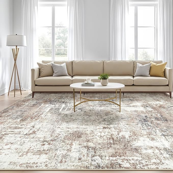 12x18 Rug Living Room: Washable Extra Large Abstract Modern Soft Area Rug Stain - Image 5