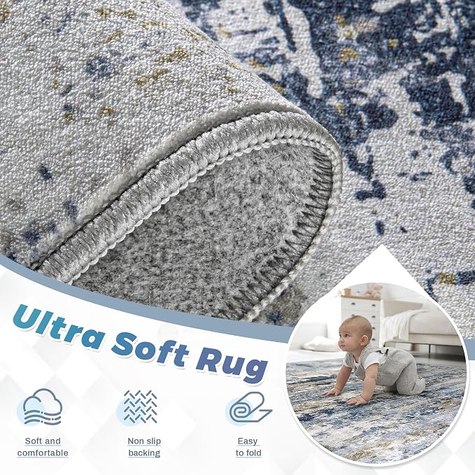 pmtsns Area Rugs 10x14 Living Room: Washable Rug Modern Abstract Neutral Soft - Image 3